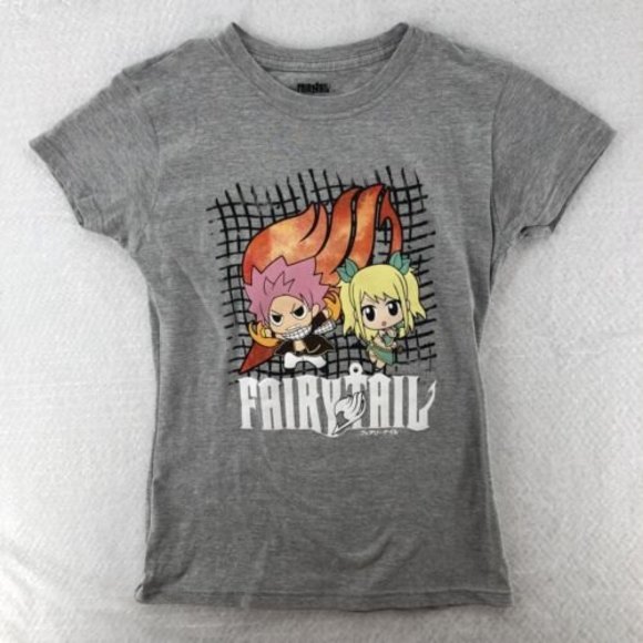 Fairy Tail Anime Womens T-Shirt Small Gray Muscle Tee Hiro Mashima Natsu Lucy - Picture 1 of 11